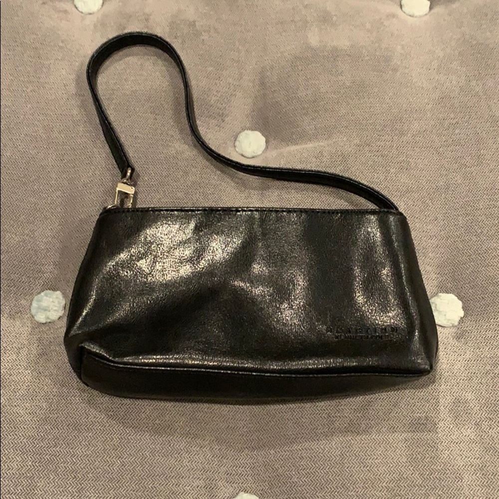 Black, leather, evening purse / wristlet